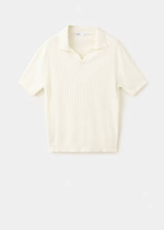 Ribbed linen lyocell blend polo — Off White 6