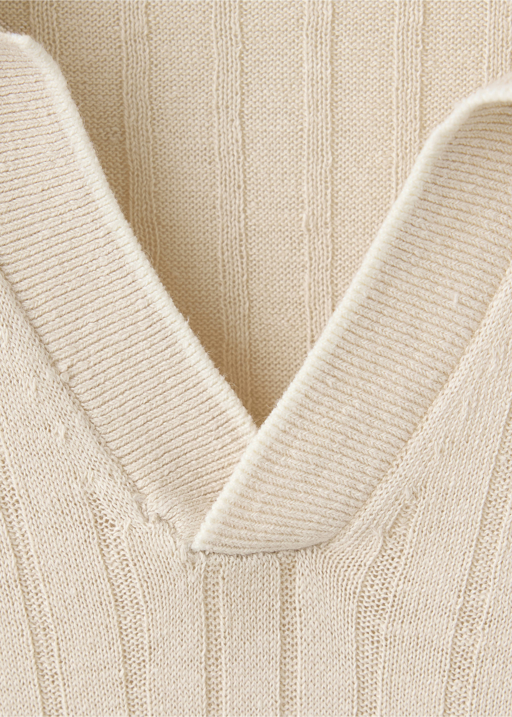 Regular-fit ribbed polo shirt - Details of the article 8, Beige. Ref: 37012902-00.