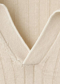 Ribbed linen lyocell blend polo — Beige 7