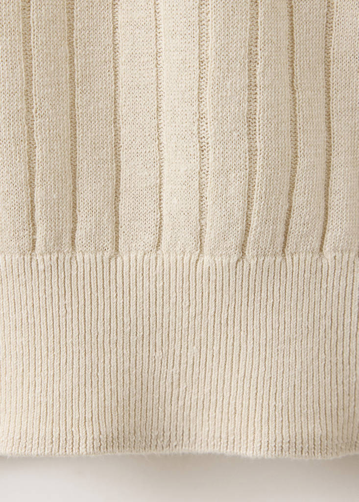 Ribbed linen lyocell blend polo — Beige