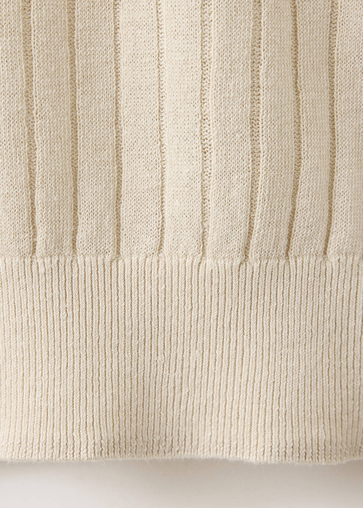 Ribbed linen lyocell blend polo — Beige