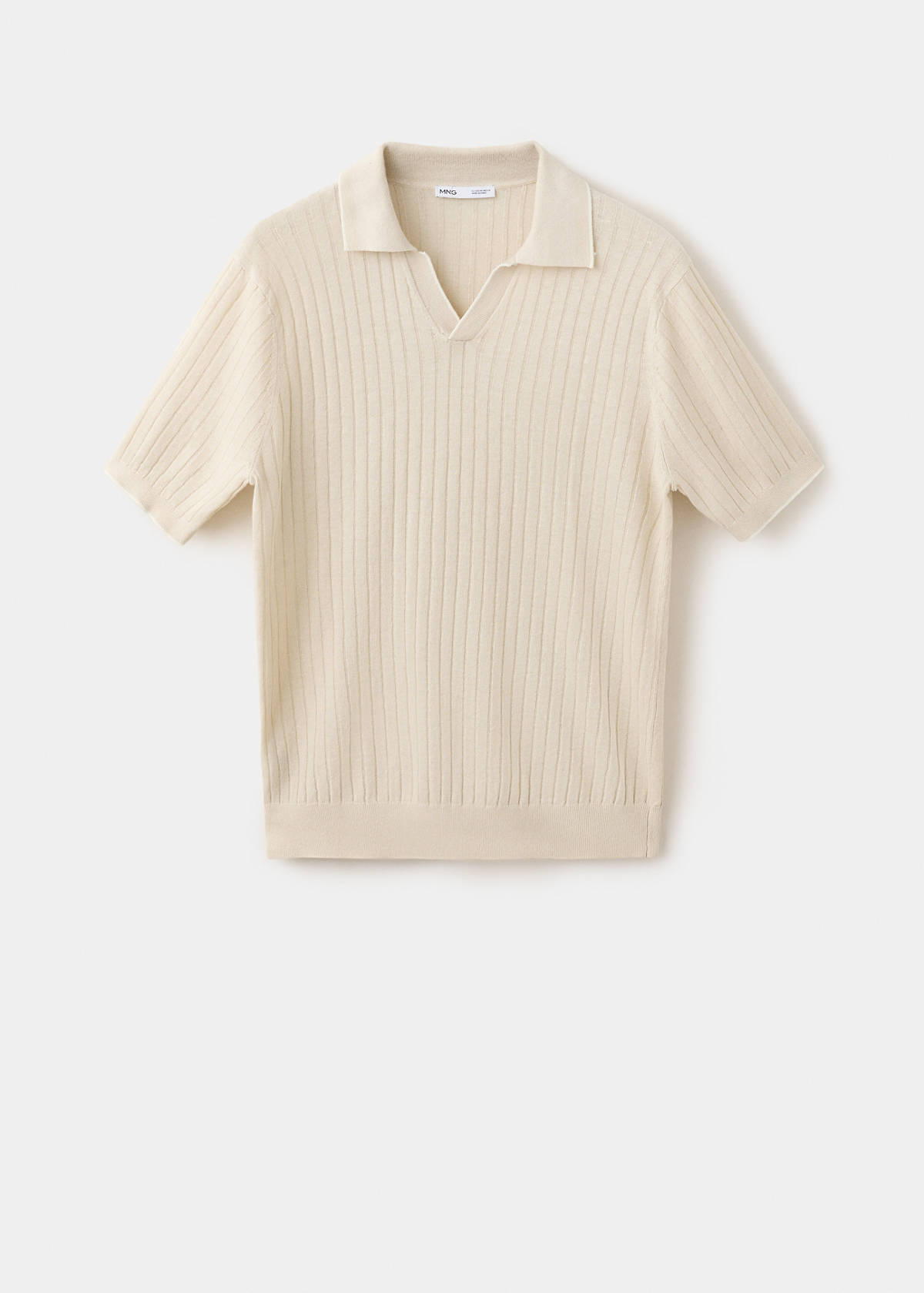 Ribbed linen lyocell blend polo — Beige
