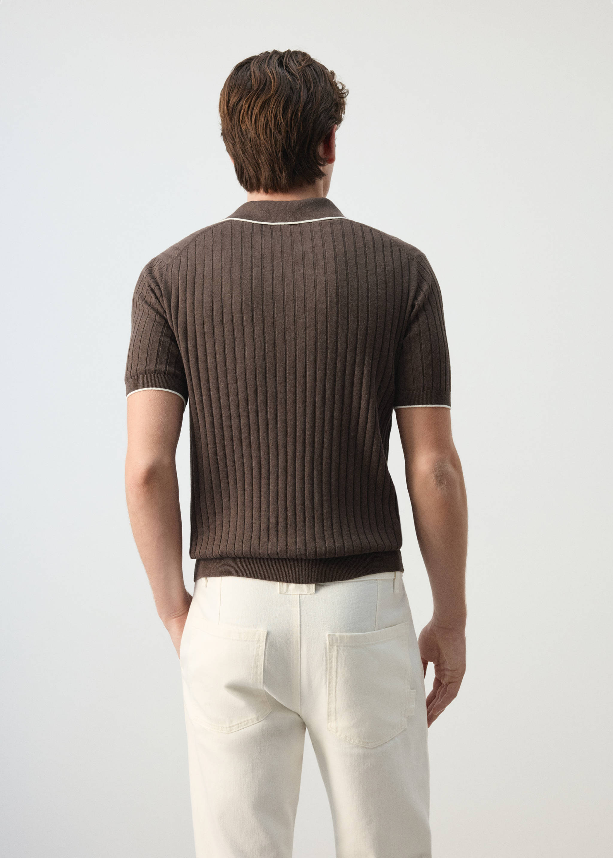 Regular-fit ribbed polo shirt - Reverse of the article