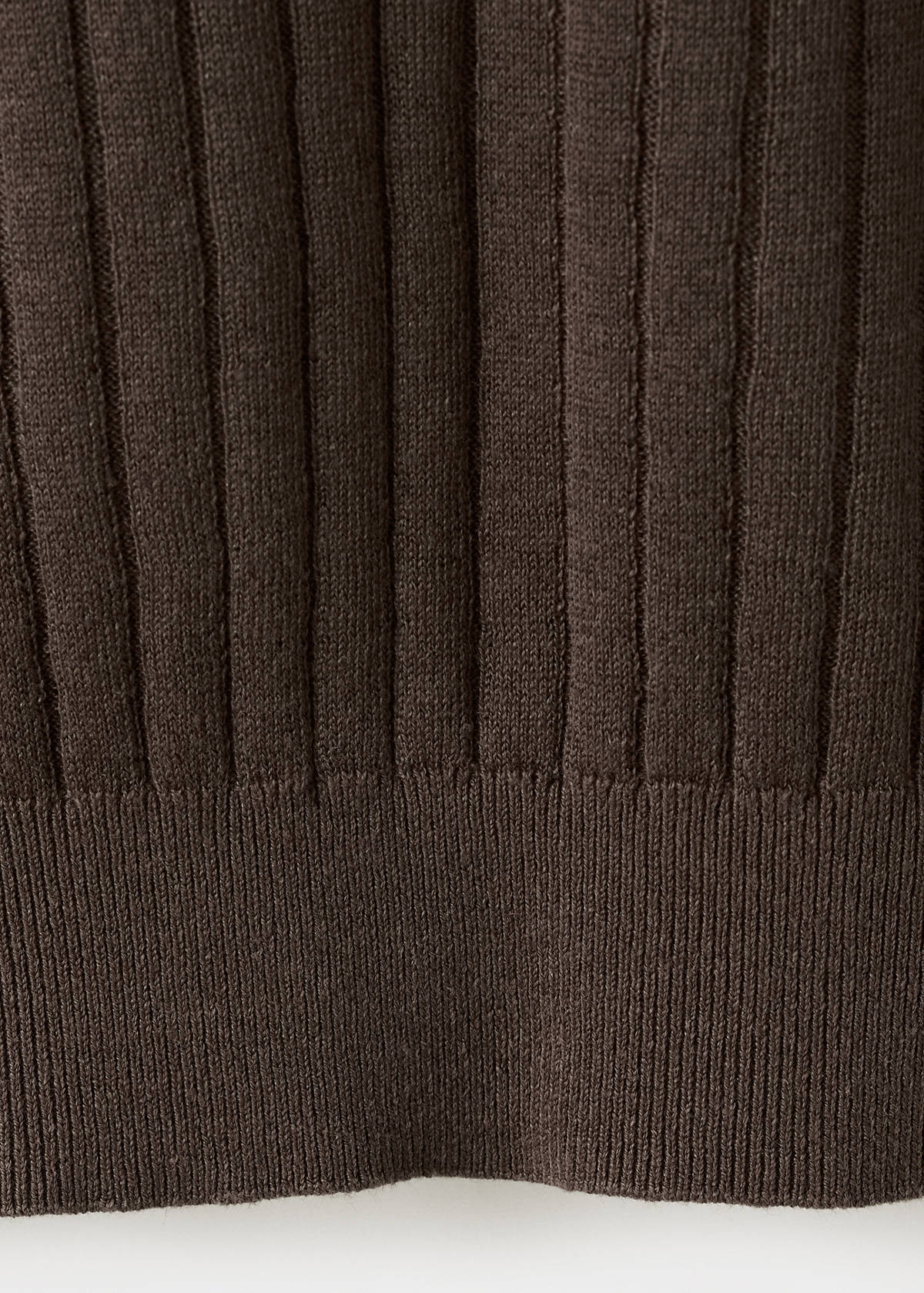 Ribbed linen lyocell blend polo — Brown