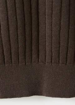 Ribbed linen lyocell blend polo — Brown 8