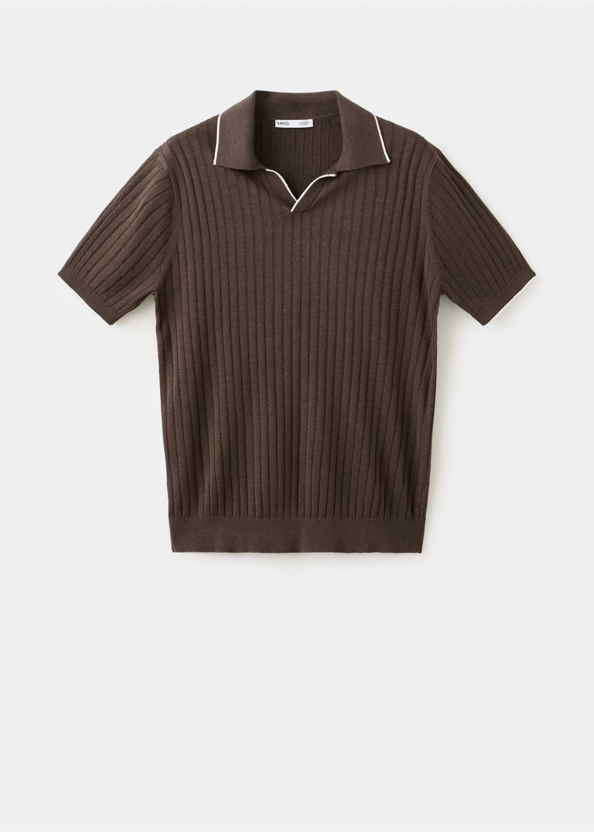 Regular-fit ribbed polo shirt - Article without model, Brown. Ref: 37012902-00.