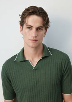 Ribbed linen lyocell blend polo — Forest Green 4