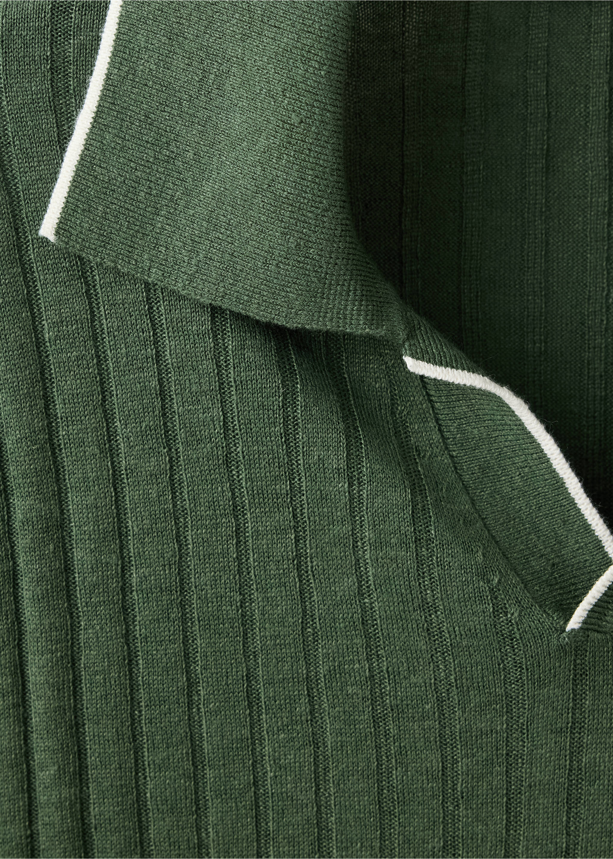 Regular-fit ribbed polo shirt - Details of the article 8, Forest Green. Ref: 37012902-00.
