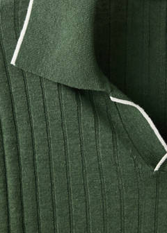 Ribbed linen lyocell blend polo — Forest Green 7