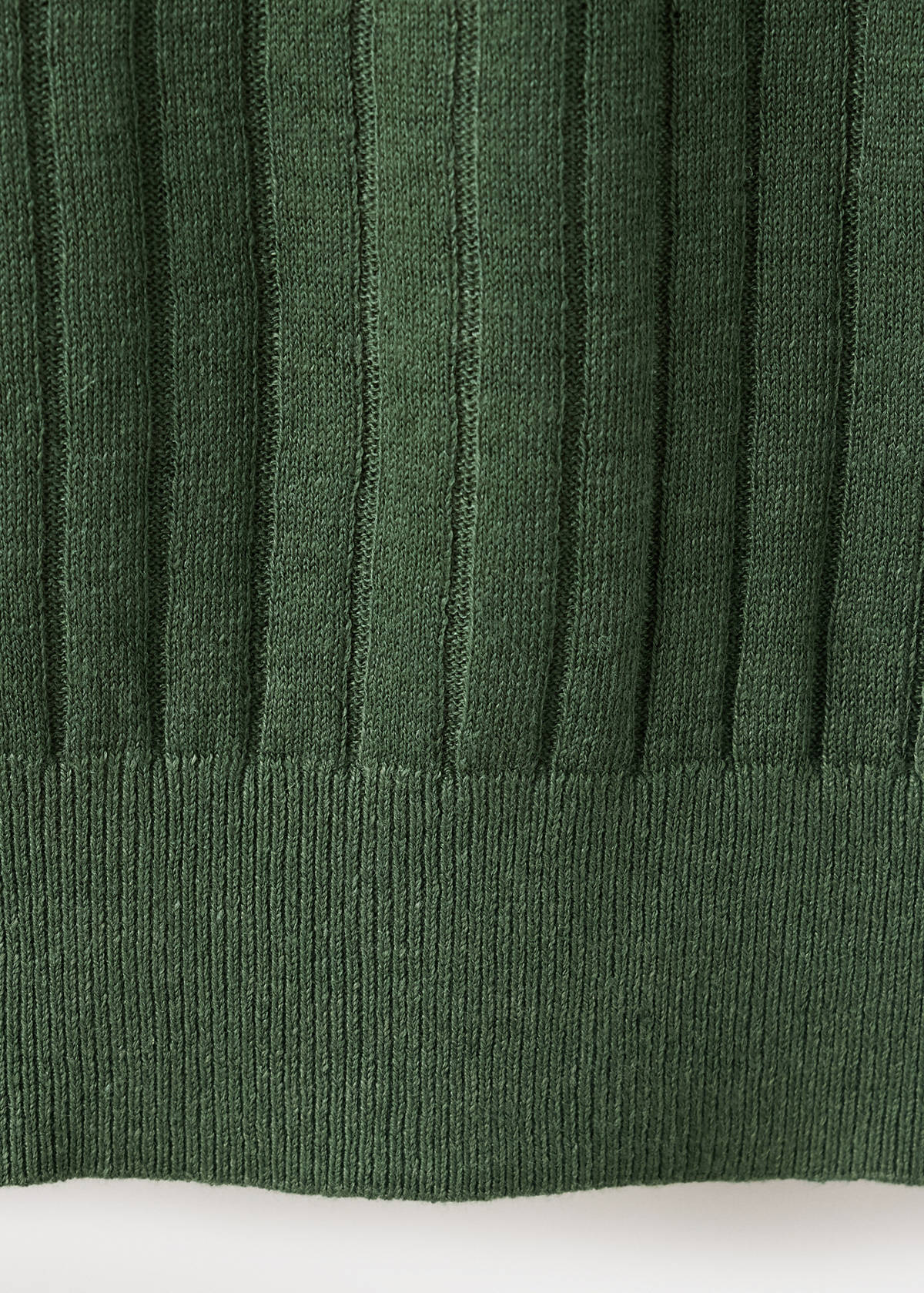 Ribbed linen lyocell blend polo — Forest Green