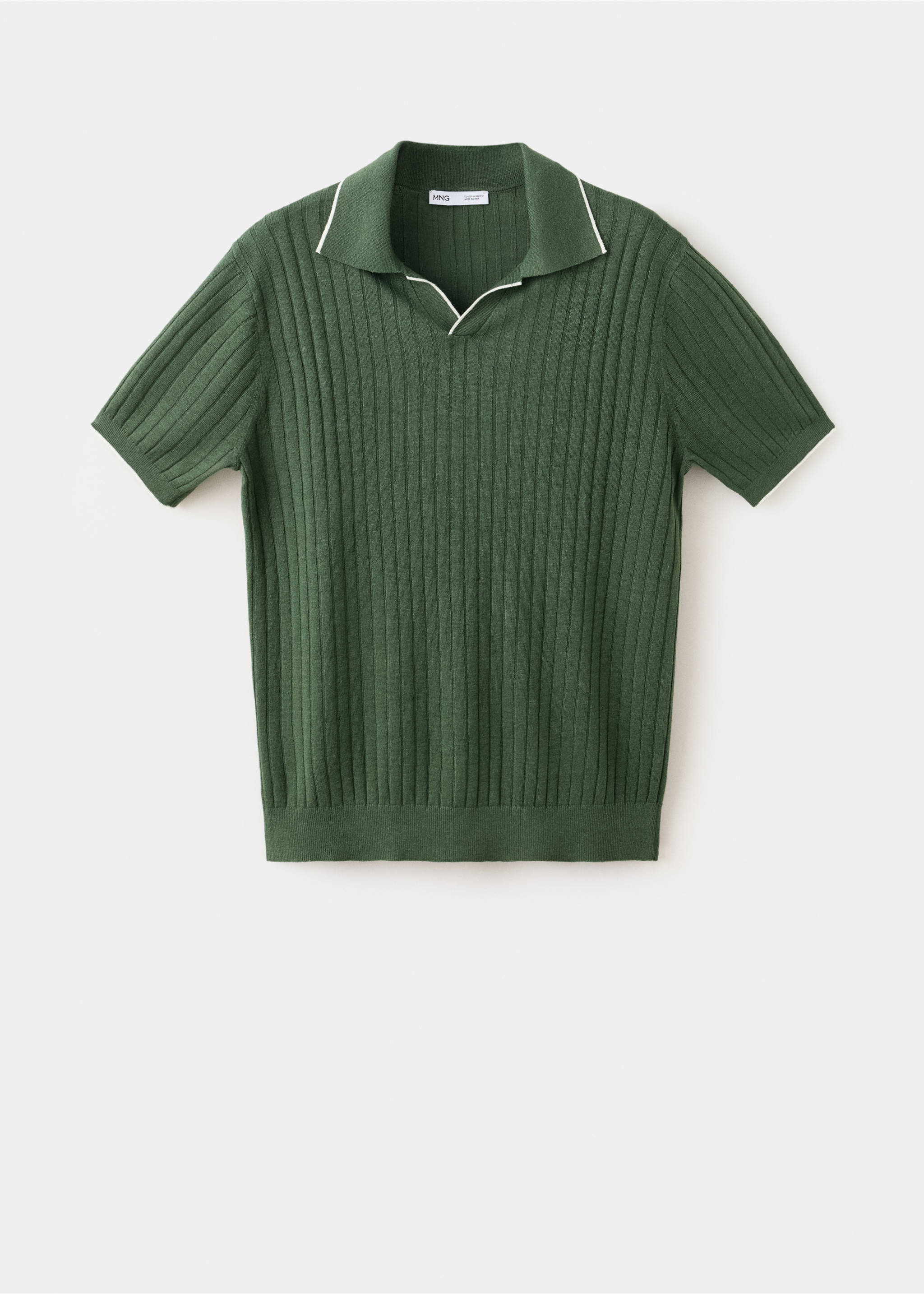 Regular-fit ribbed polo shirt - Article without model, Forest Green. Ref: 37012902-00.