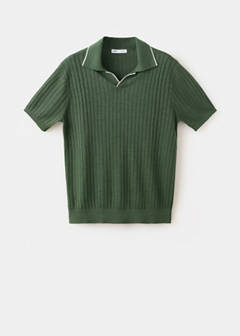Ribbed linen lyocell blend polo — Forest Green 6