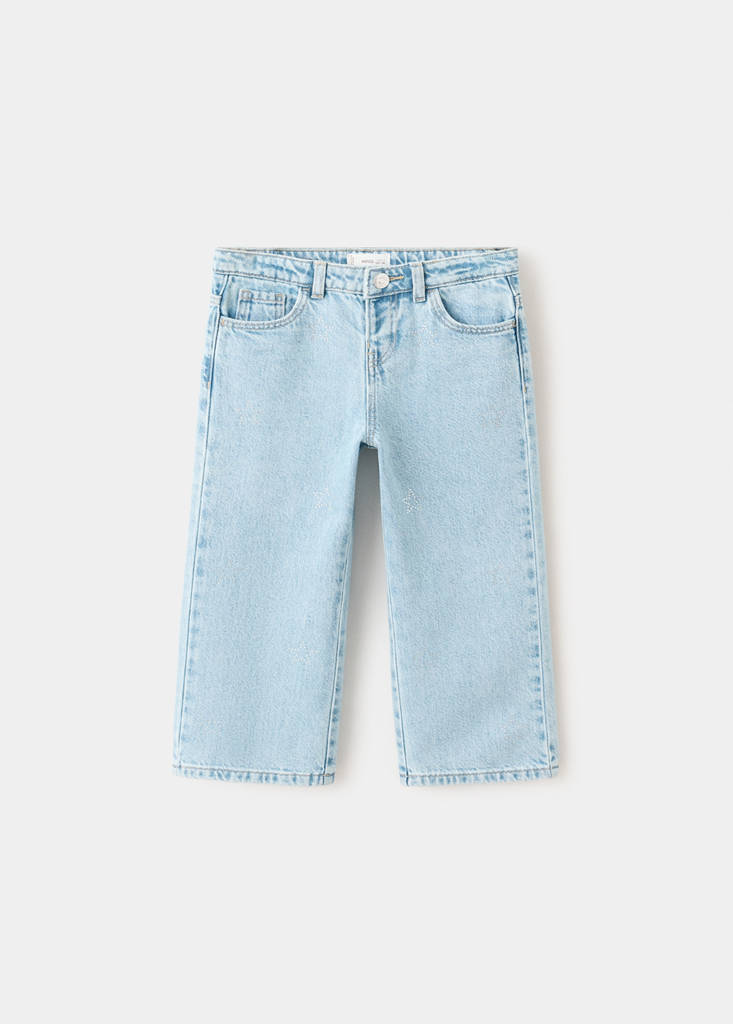 Straight jeans with star strass — Light Blue