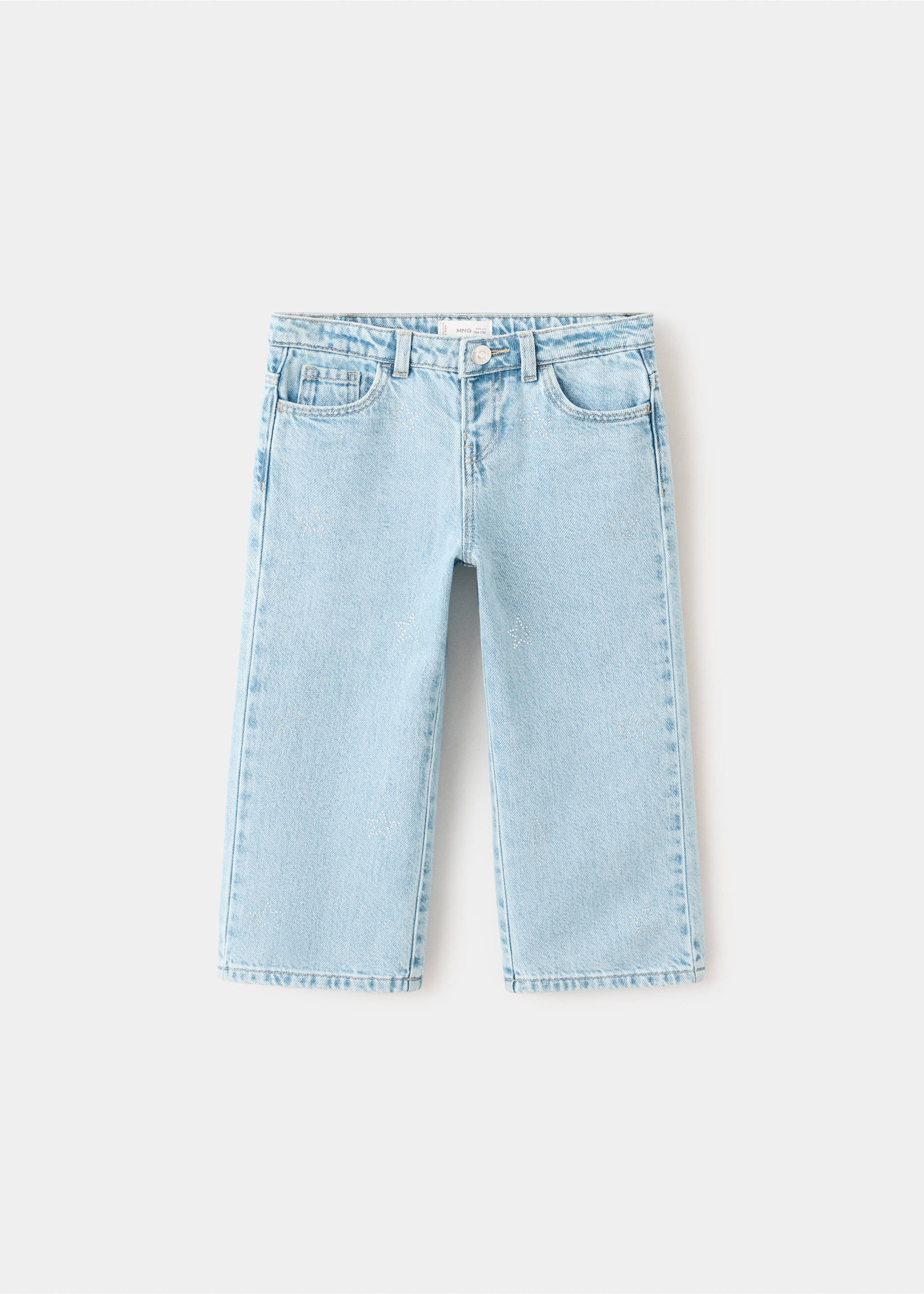 Straight jeans with star strass - Article without model, Light Blue. Ref: 37012903-00.
