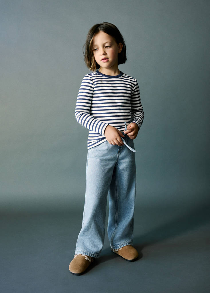 Straight-leg jeans with elasticated waistband — Medium Blue