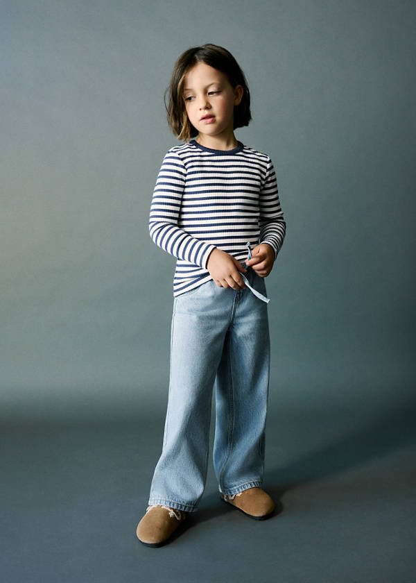 Straight-leg jeans with elasticated waistband — Medium Blue