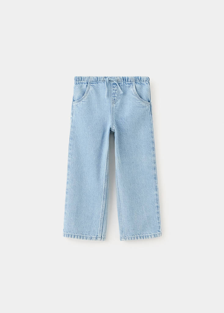 Straight-leg jeans with elasticated waistband — Medium Blue