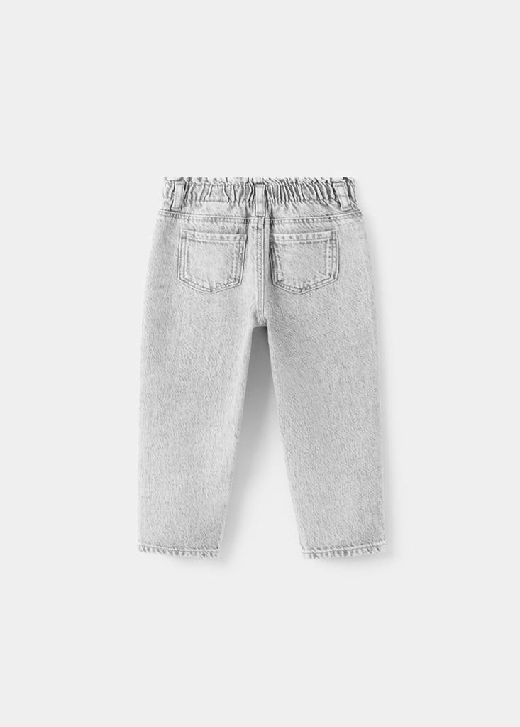 Paperbag jeans with rhinestones — Denim Grey