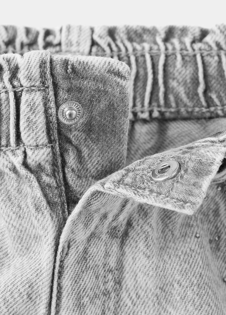 Paperbag jeans with rhinestones — Denim Grey