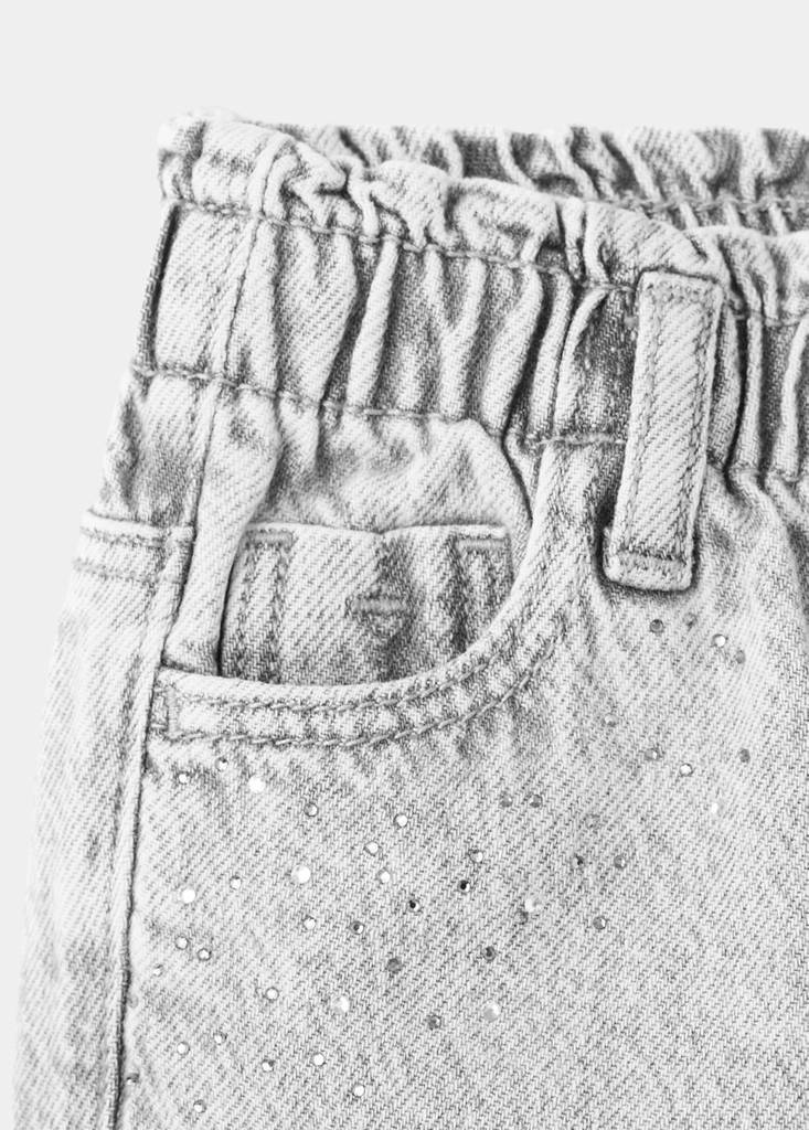 Paperbag jeans with rhinestones — Denim Grey