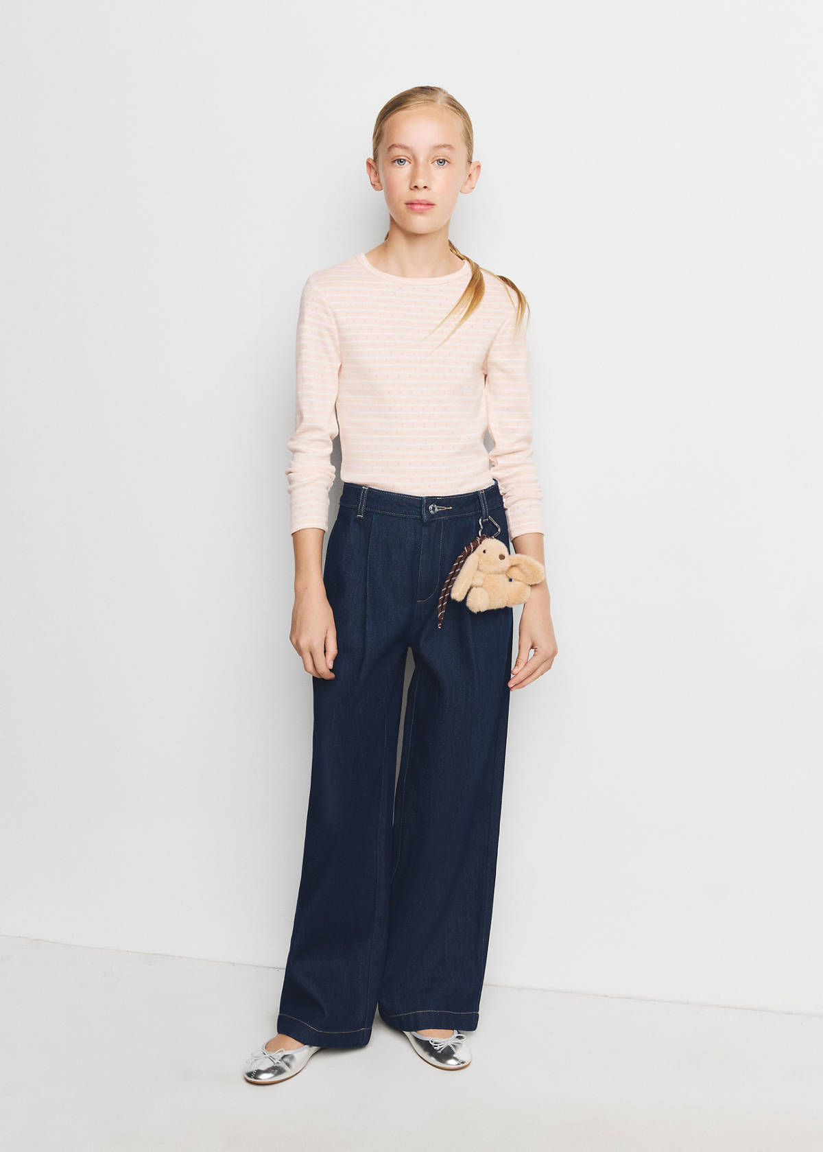 Wide leg pleated jeans — Open Blue