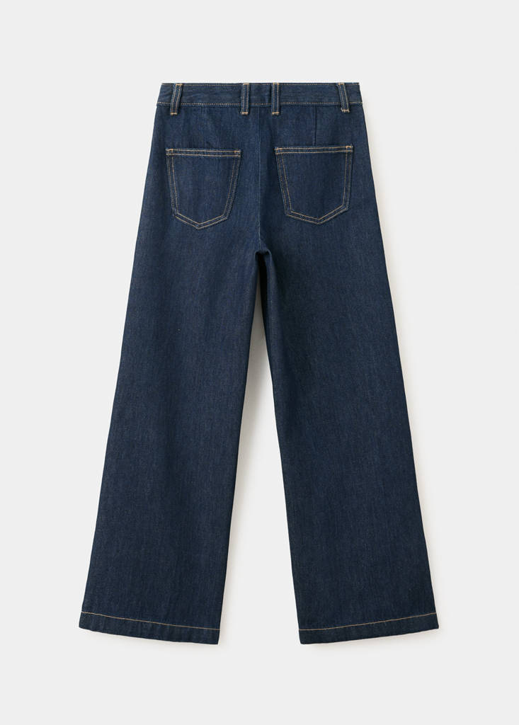 Wide leg pleated jeans — Open Blue