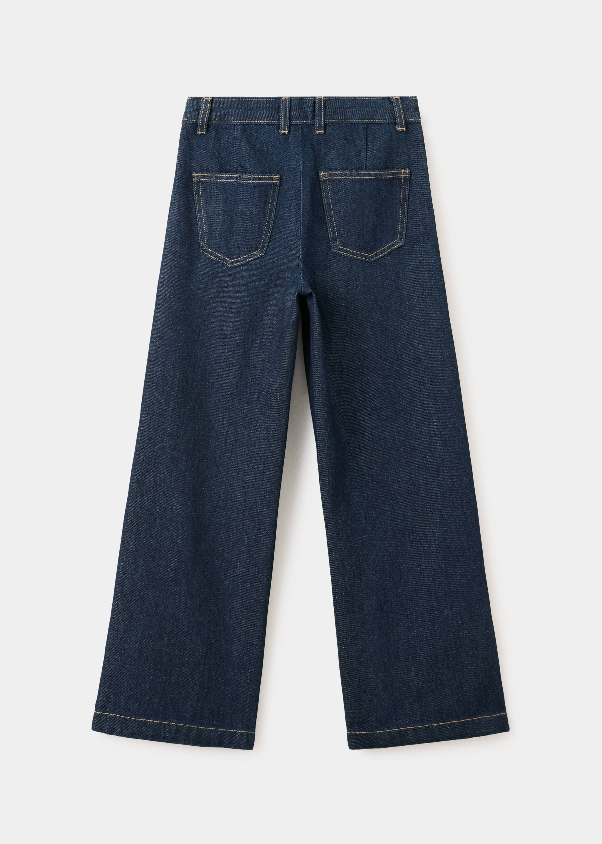 Straight pleated jeans - Reverse of the article, Open Blue. Ref: 37012908-00.