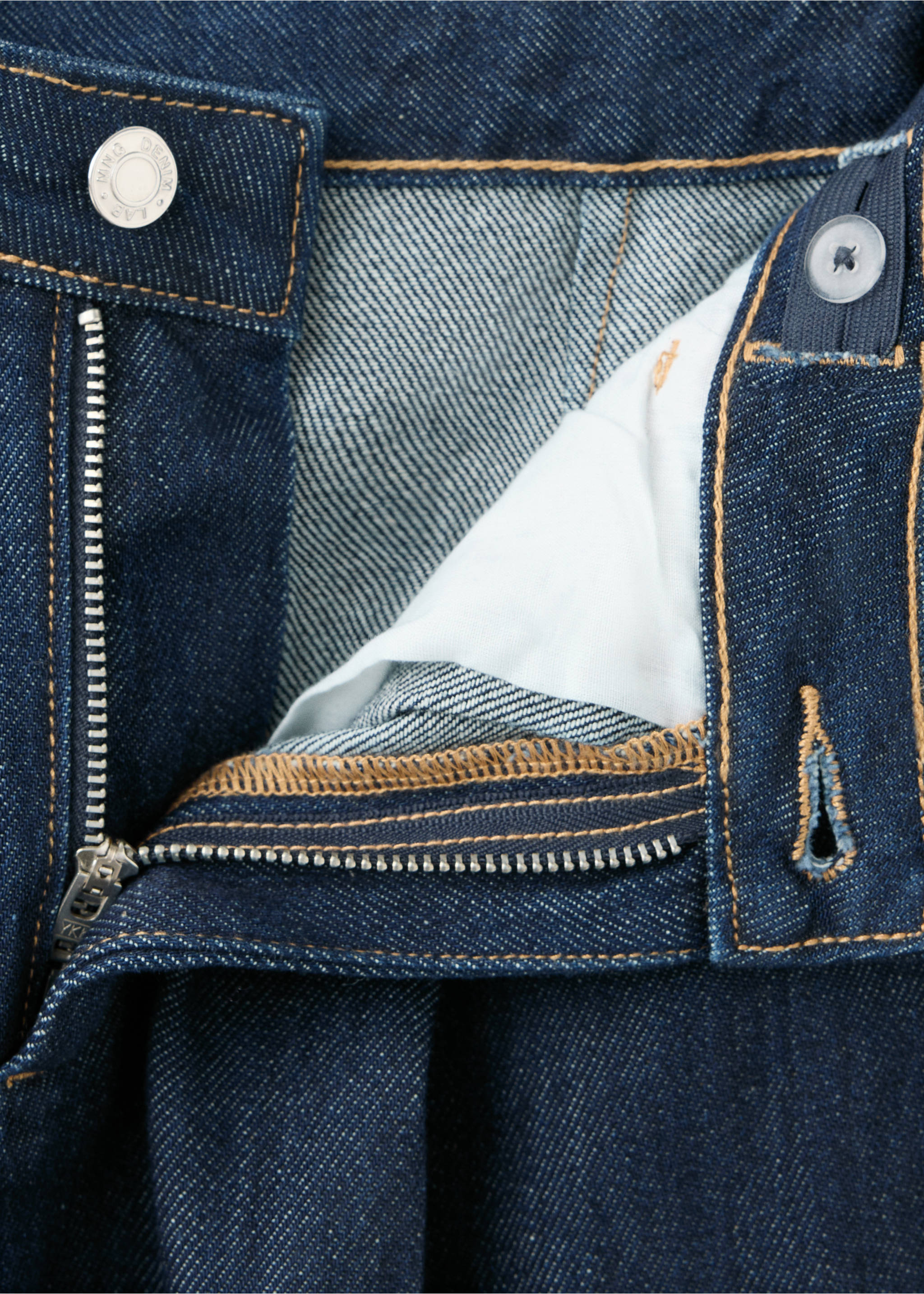 Straight pleated jeans - Details of the article 0, Open Blue. Ref: 37012908-00.