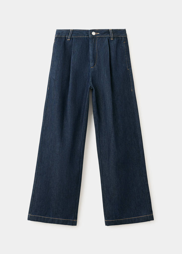 Wide leg pleated jeans — Open Blue