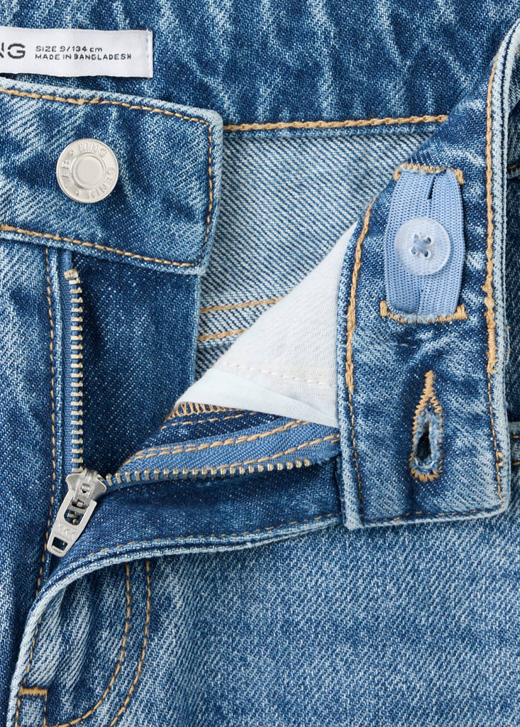 Wide-leg jeans with frayed seams — Medium Blue