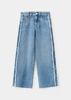 Wide-leg jeans with frayed seams — Medium Blue 3