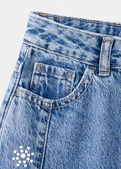 Culotte jeans with studded details — Medium Blue 4