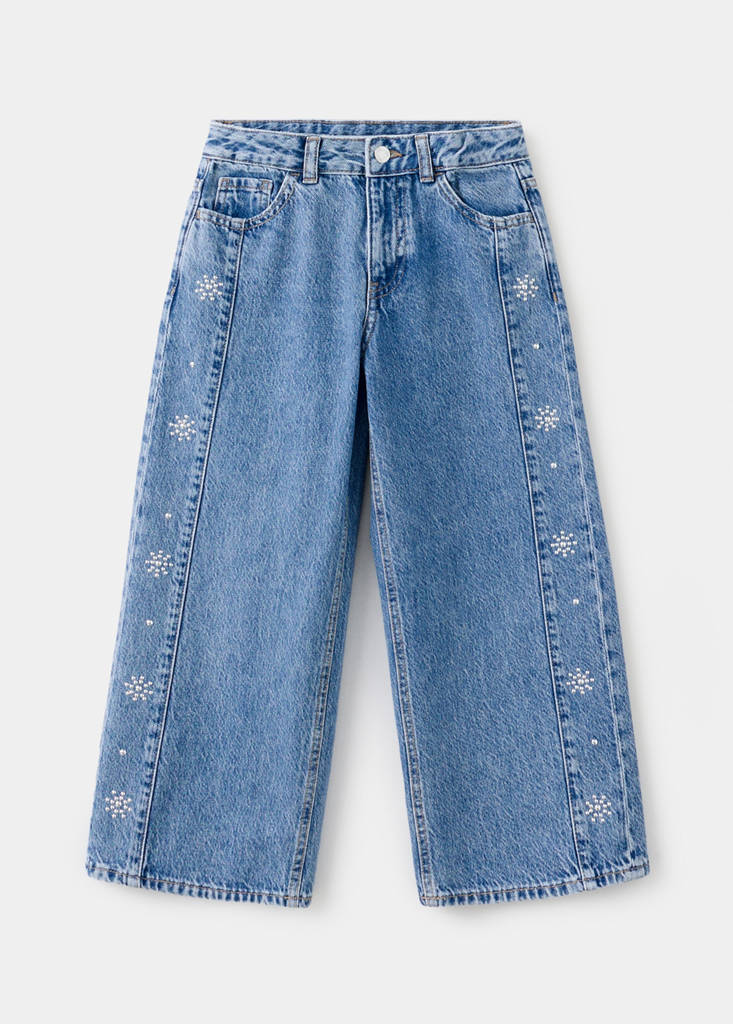 Jeansy culotte z ćwiekami średni niebieski - Dzieci - 11 - MANGO KIDS