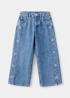 Culotte jeans with studded details — Medium Blue 3