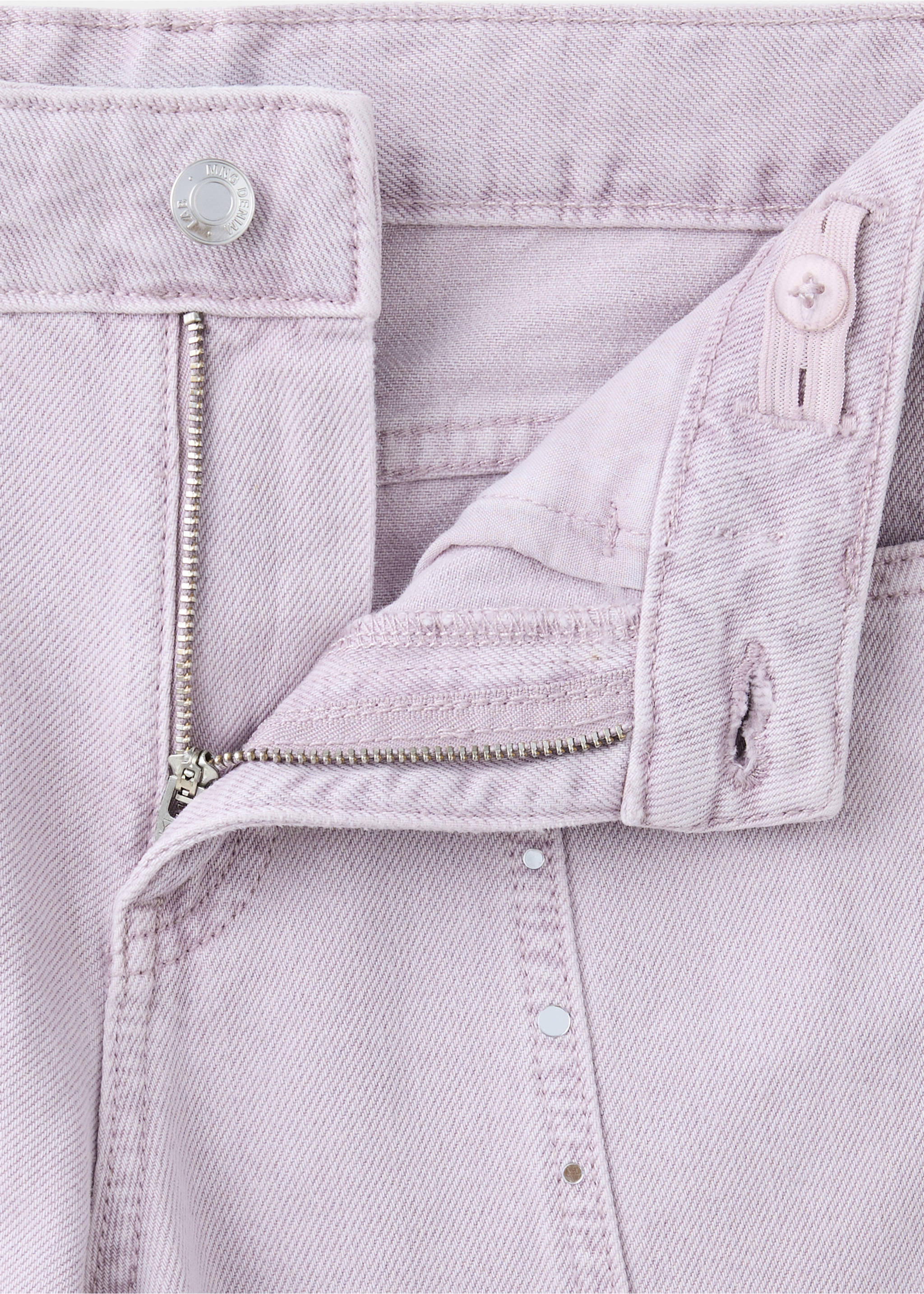 Wide leg jeans with stud details - Details of the article 8, Light/Pastel Purple. Ref: 37012912-00.