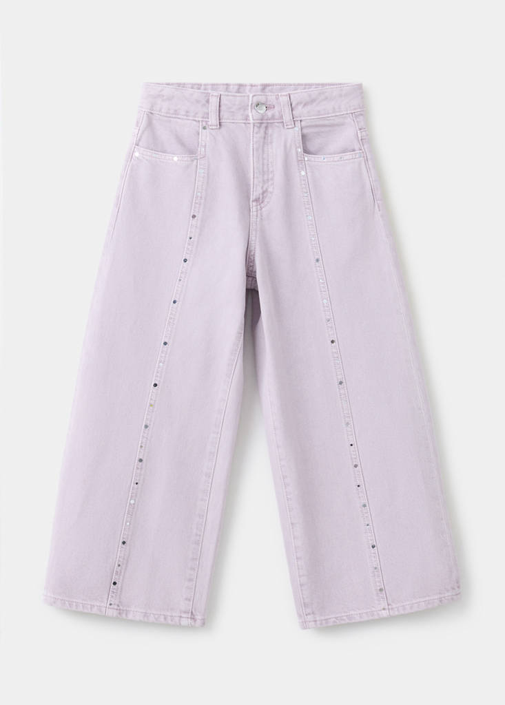 Jeansy culotte z ćwiekami jasny/pastelowa purpura - Dzieci - 10 - MANGO KIDS