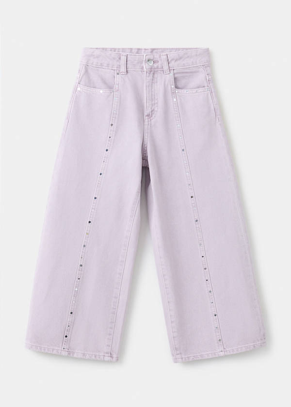 Culotte jeans with studded details — Light/Pastel Purple