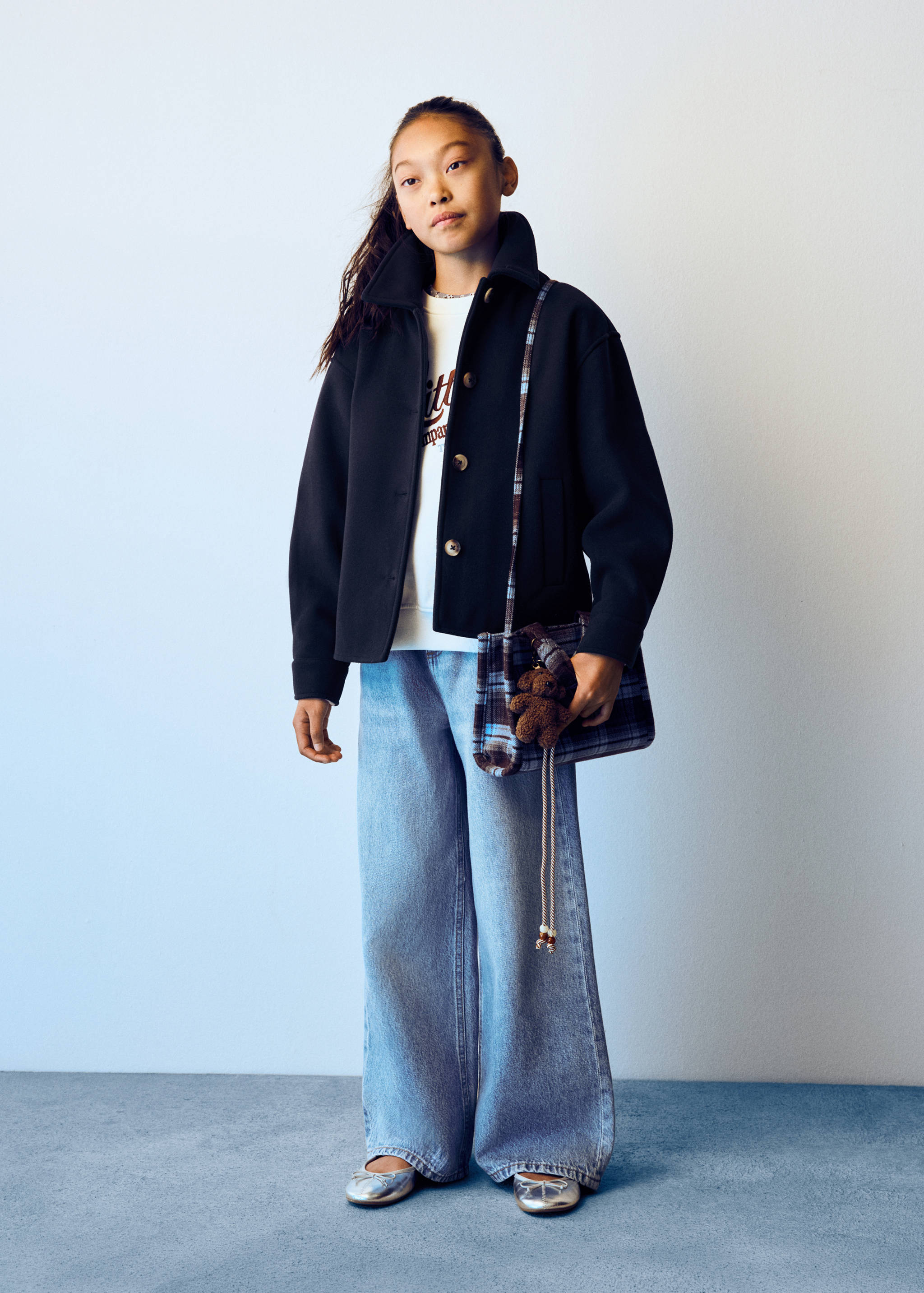 Wideleg jeans with elastic waist - General plane