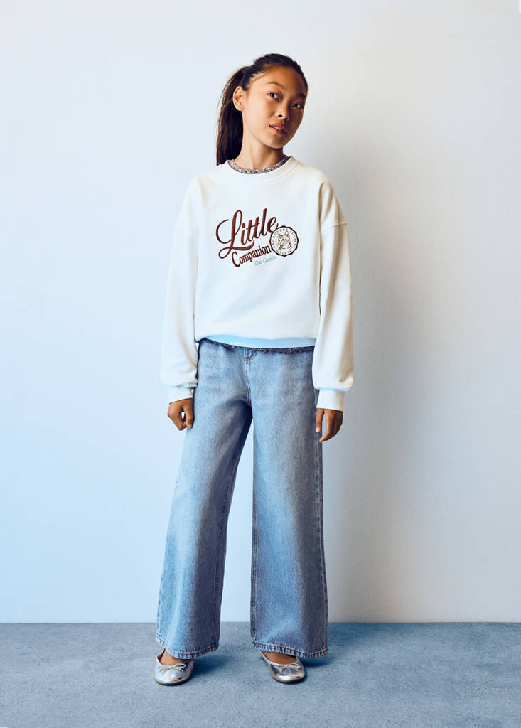 Wideleg jeans with elastic waist — Medium Blue