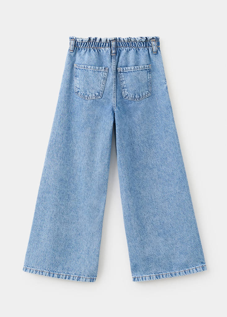 Wideleg jeans with elastic waist — Medium Blue