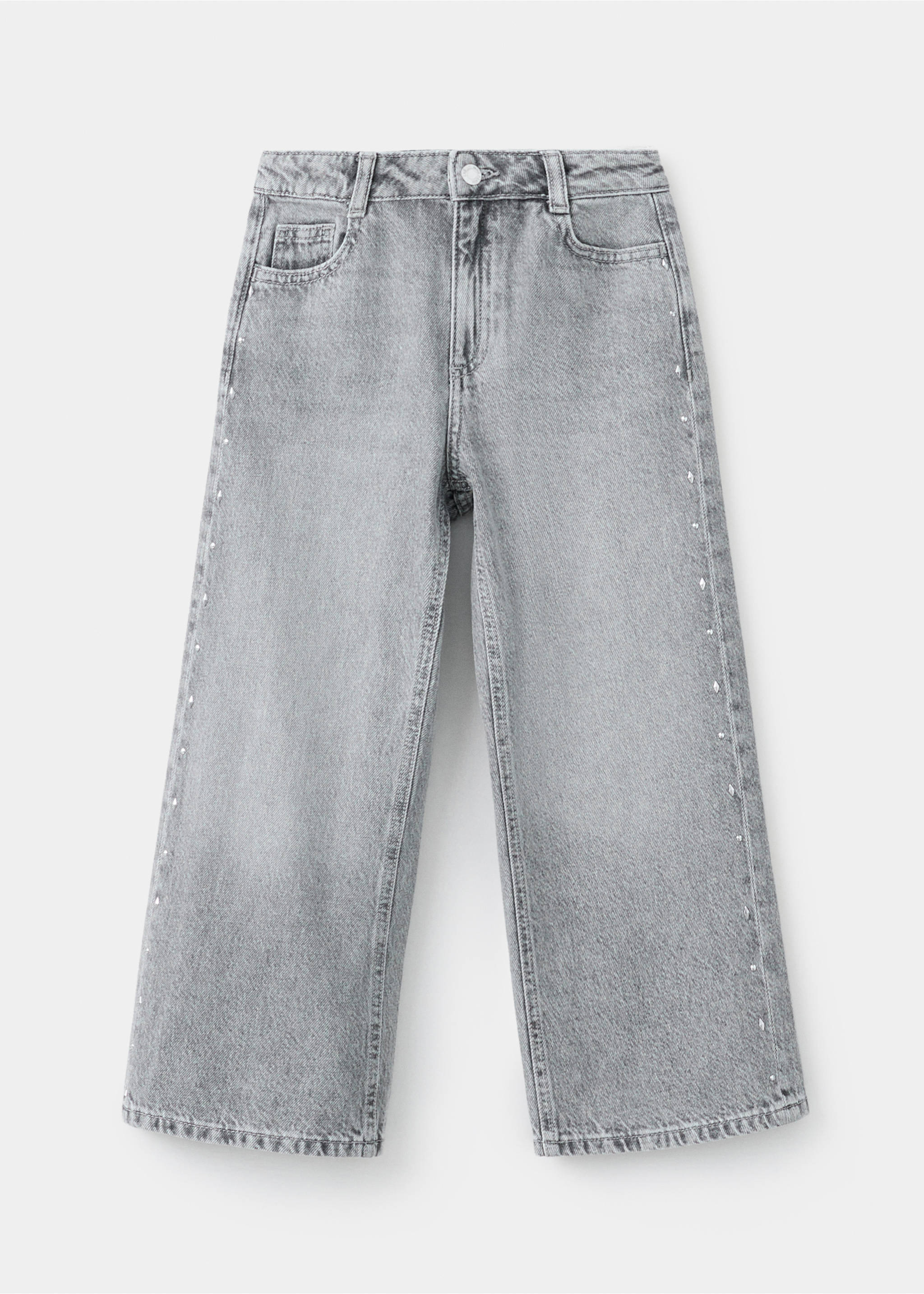 Studded culotte jeans - Article without model, Denim Grey. Ref: 37012916-00.