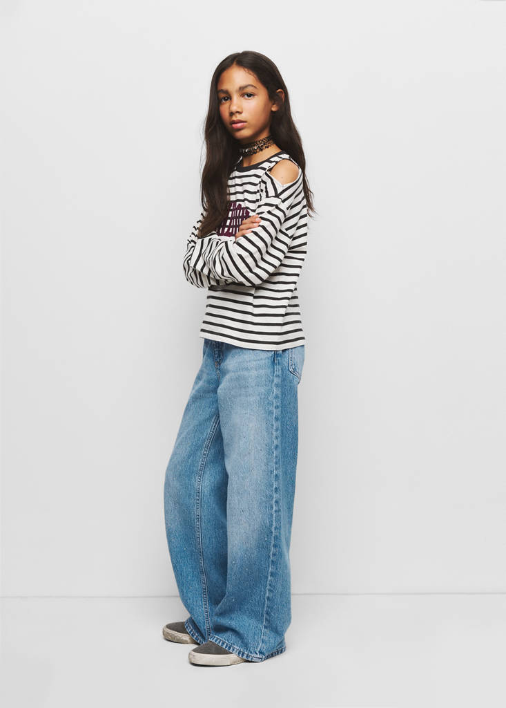 Wide leg jeans with rhinestones — Medium Blue