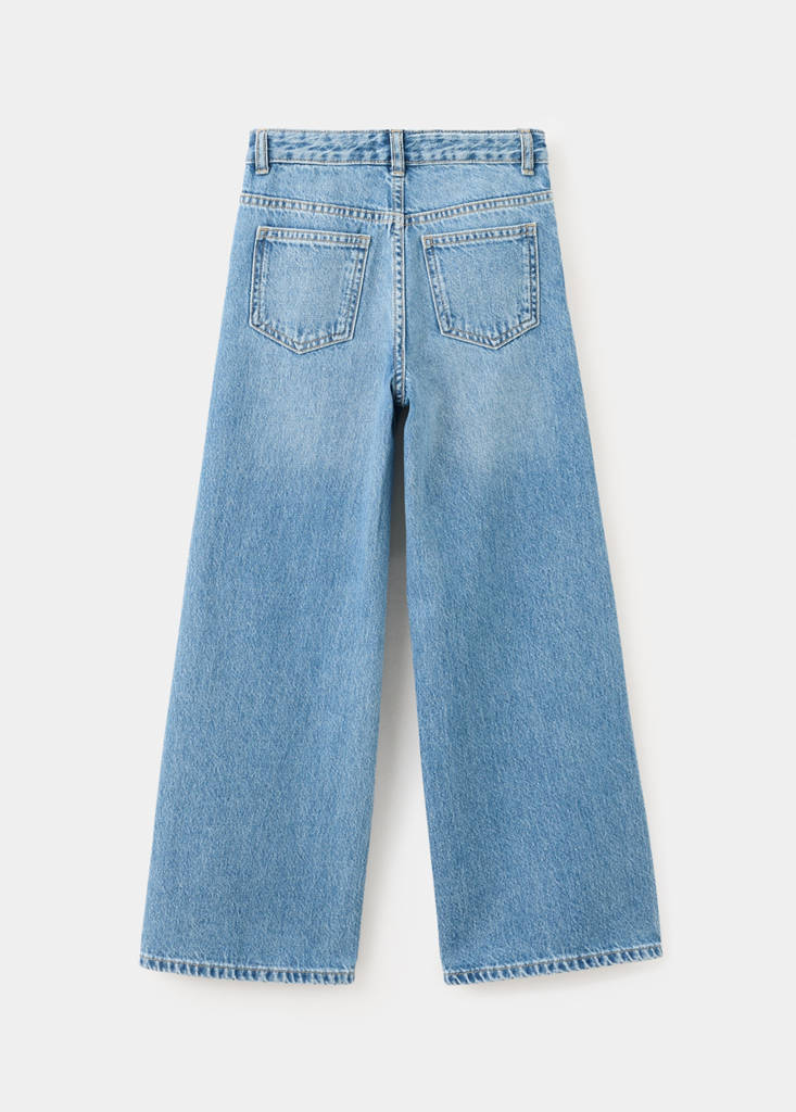 Wide leg jeans with rhinestones — Medium Blue
