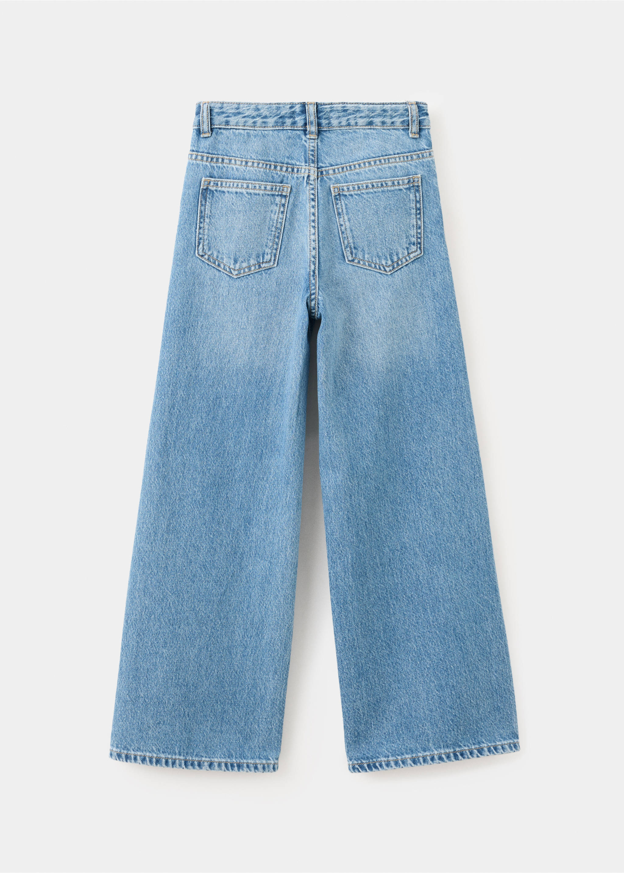Wide leg jeans with rhinestones - Reverse of the article, Medium Blue. Ref: 37012917-00.