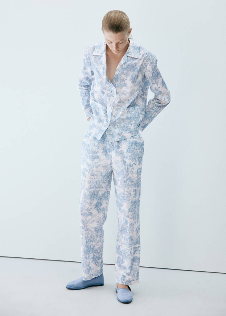 Printed cotton shirt — Blue