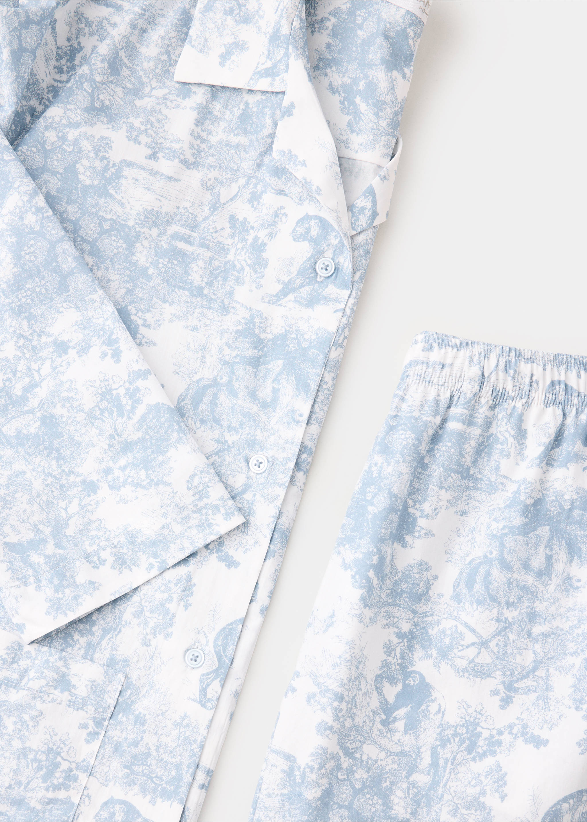 Printed cotton shirt - Details of the article 0, Blue. Ref: 37012922-00.