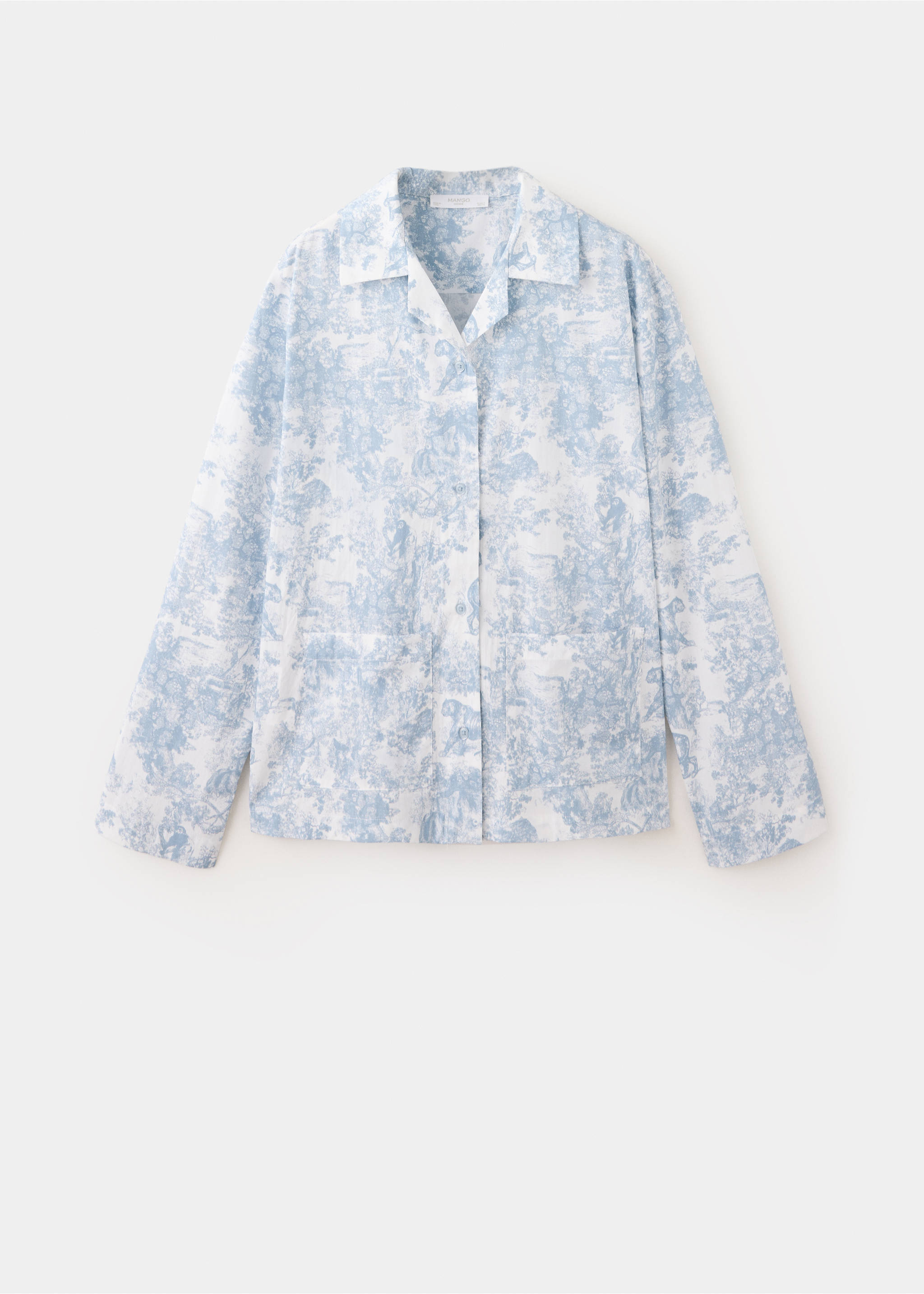 Printed cotton shirt - Article without model, Blue. Ref: 37012922-00.
