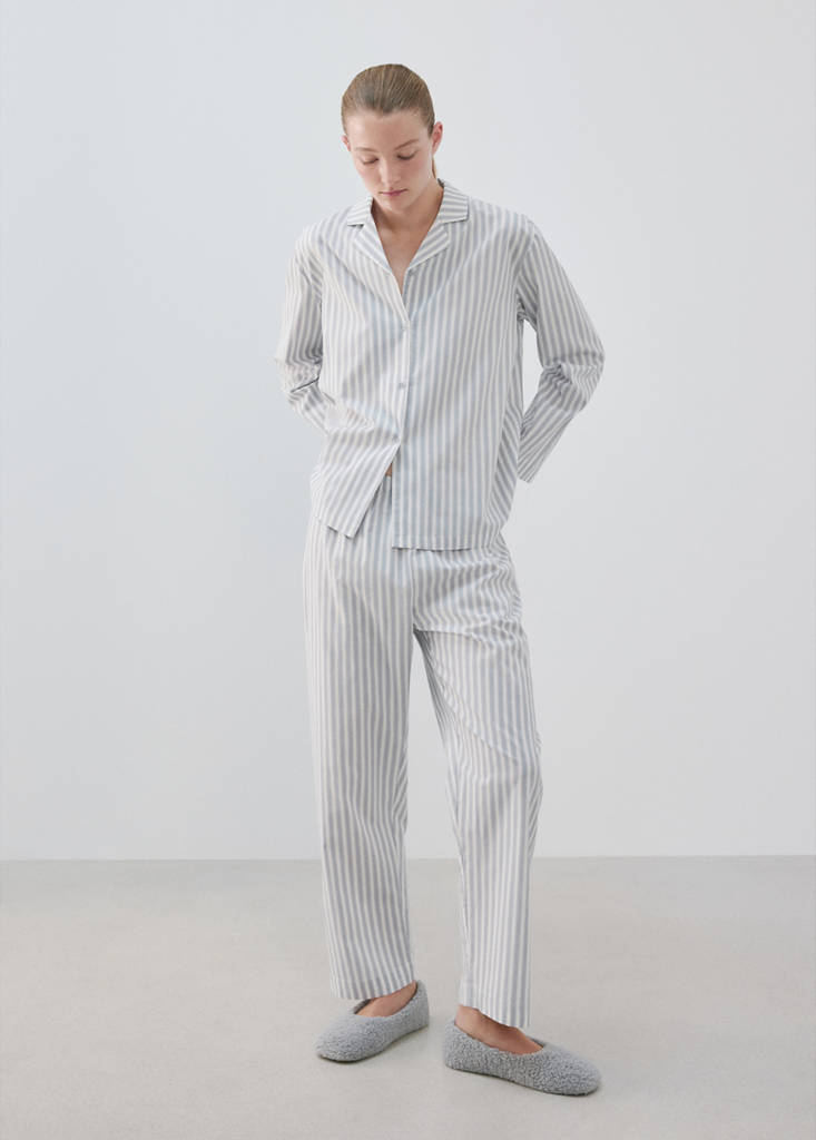 Striped cotton shirt — Blue