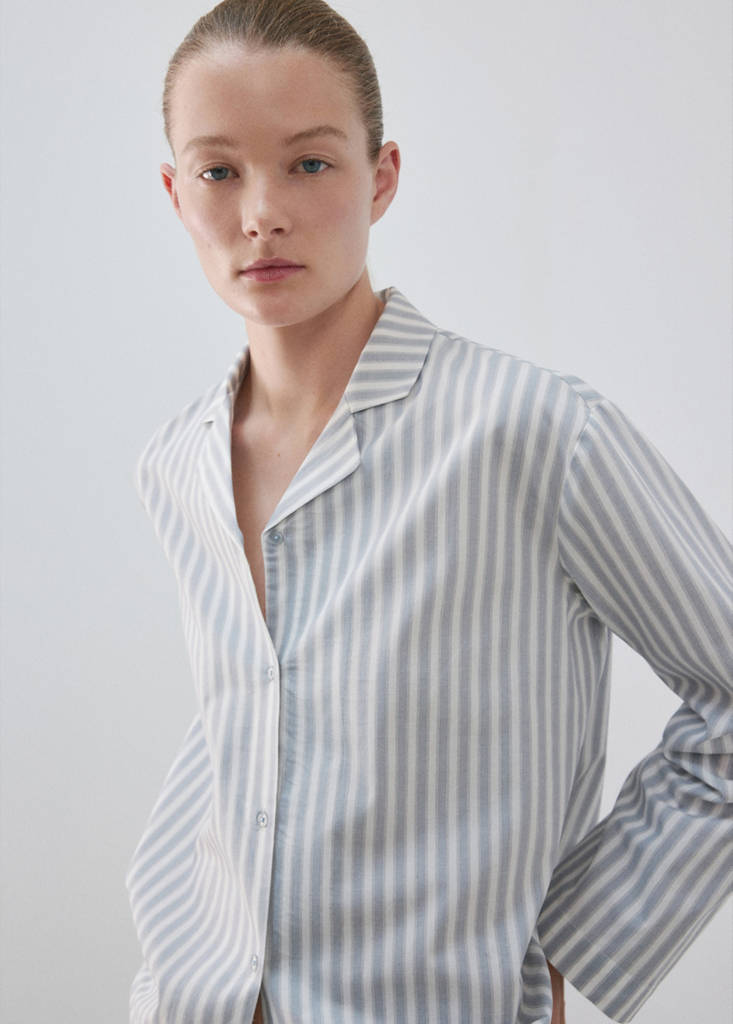 Striped cotton shirt — Blue