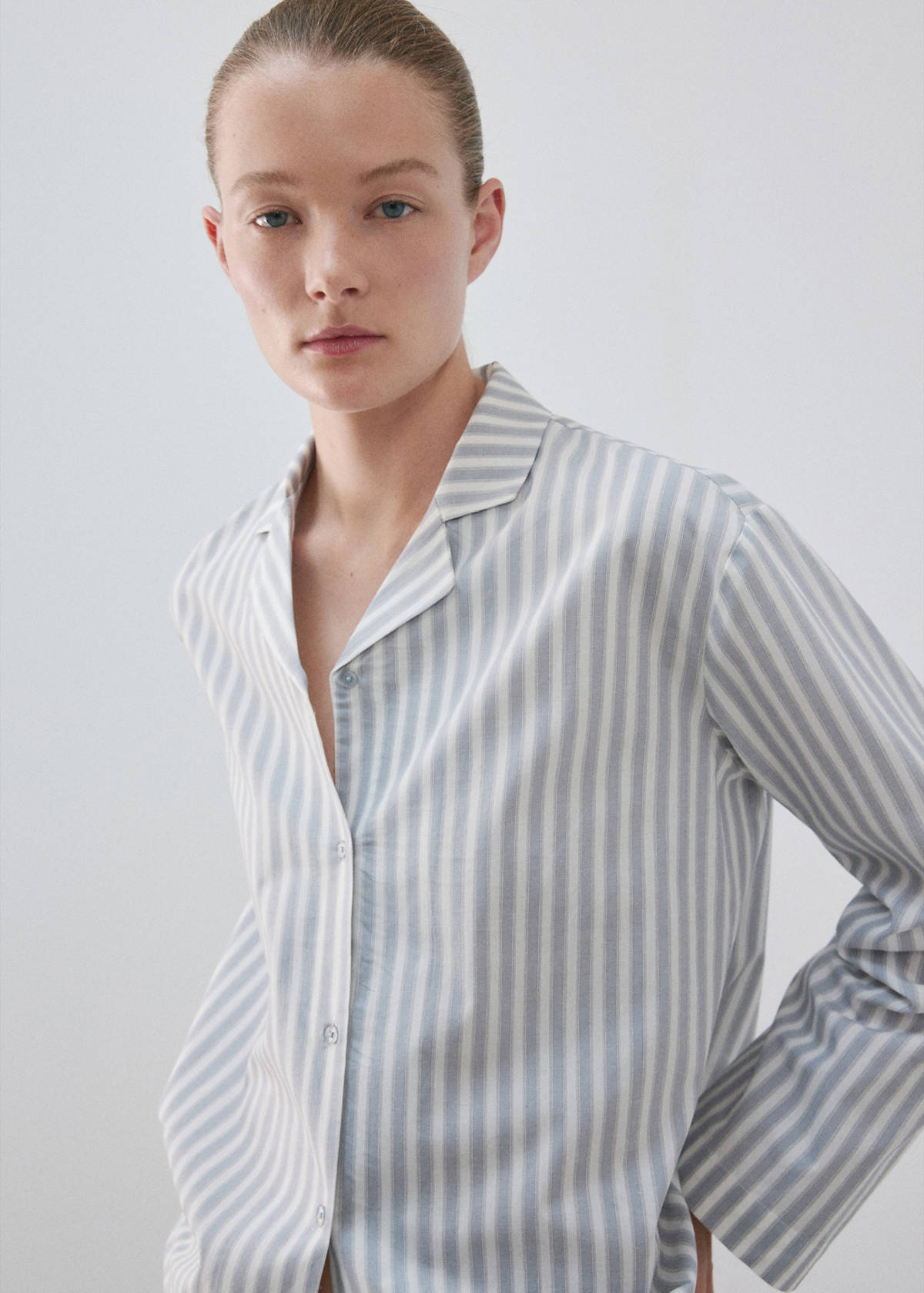 Striped cotton shirt — Blue